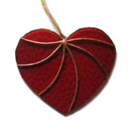 Red and copper stained glass heart light catcher