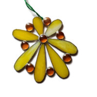 Sunshine yellow stained glass flower light catcher