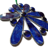 Incredible blue stained glass flower light catcher