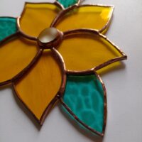Transparent Yellow Stained Glass Flower Suncatcher