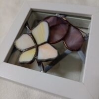 Stained Glass Orange Butterfly in Box Frame