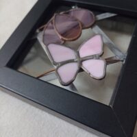 Stained Glass Pink Butterfly in Box Frame