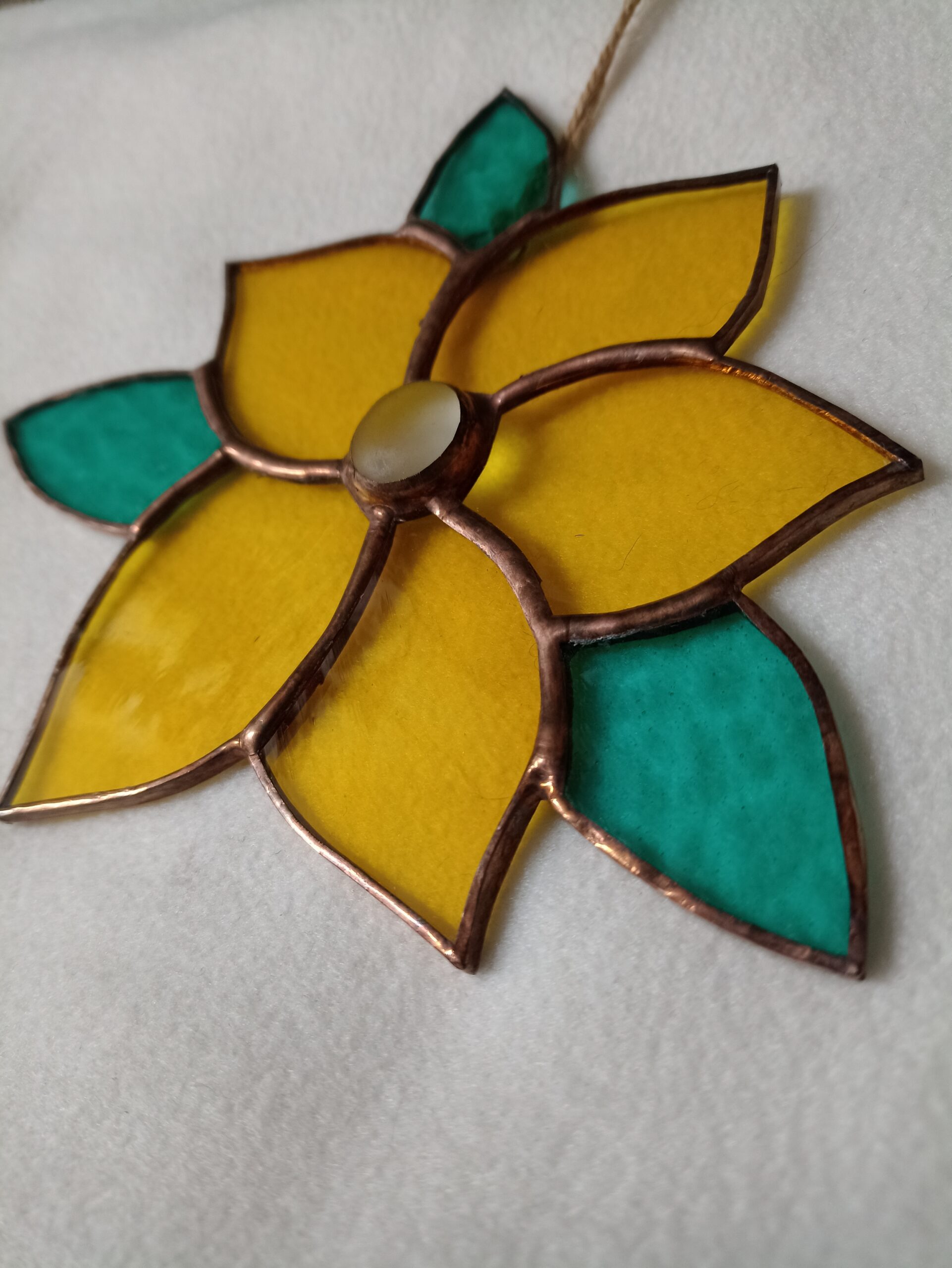Transparent Yellow Stained Glass Flower Suncatcher - Image 5