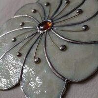 Mottled White Stained Glass Flower Suncatcher