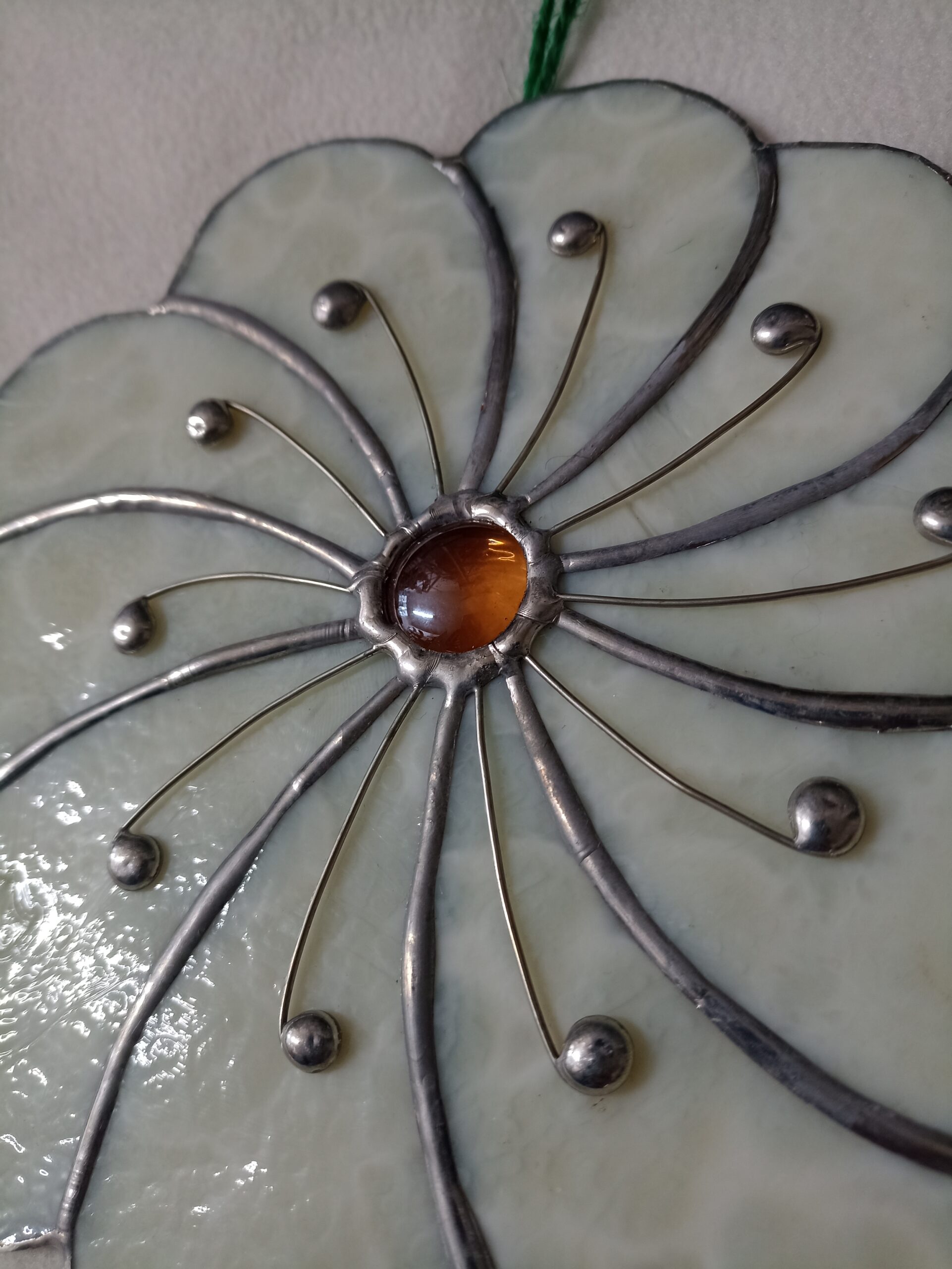 Mottled White Stained Glass Flower Suncatcher - Image 5