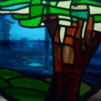 Contemporary Tree Leaded Decorative Panel